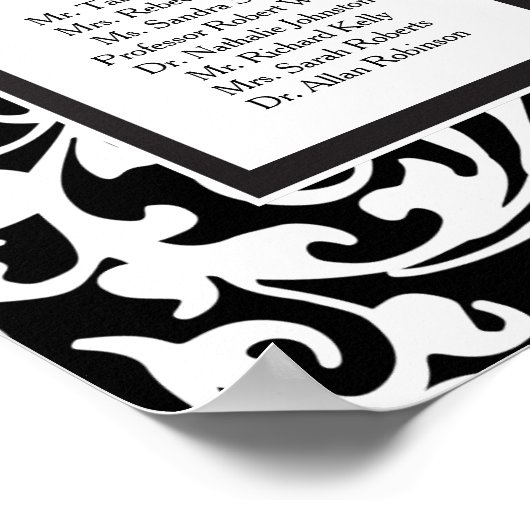 Elegant Swirls Wedding 16 Table Seating Chart Poster (Hoek)