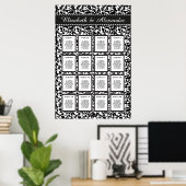 Elegant Swirls Wedding 16 Table Seating Chart Poster (Thuiskantoor)