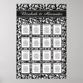 Elegant Swirls Wedding 16 Table Seating Chart Poster (Voorkant)