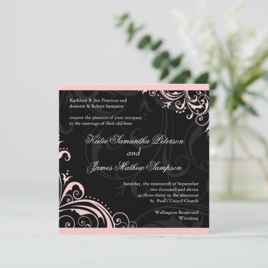 Elegant Swirls Wedding Invitation - CUSTOM Kaart (Staand voorkant)