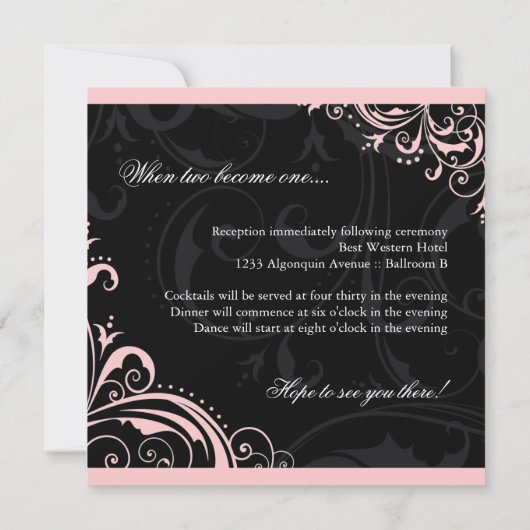 Elegant Swirls Wedding Invitation - CUSTOM Kaart (Achterkant)