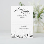 Elegant Swirls Wedding RSVP w/ Meal Choice (zwart) (Staand voorkant)