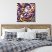 Elegant Swirls with Gold and Purple Canvas Art (Insitu (Slaapkamer))