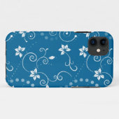 Elegant  Swirly Blue Floral iPhone Case (Achterkant (horizontaal))
