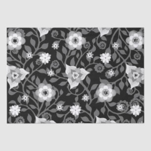 Elegant Swirly Floral Pattern  Black Grey Tissuepapier