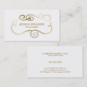 Elegant Swirly Gold Lijst Visitekaartje (Voorkant / Achterkant)