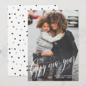 Elegant Swirly Happy Nieuwjaarsfoto Feestdagenkaart (Voorkant / Achterkant)