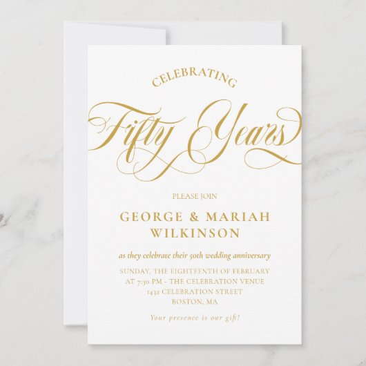 Elegant Swirly Script 50ste huwelijksjubileum Kaart (Voorkant)