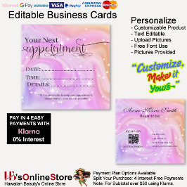 Elegant Swirly Sparkle Appointment Beautician  Vierkante Visitekaartje