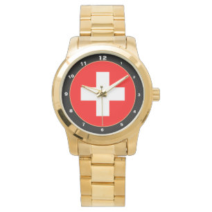 Elegant Swiss Flag Business, Zwitserland patriotti Horloge