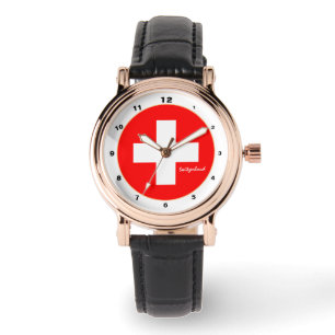 Elegant Swiss Flag & Zwitserland mode/design Horloge