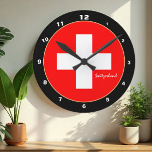 Elegant Swiss Flag & Zwitserland trendy / design Ronde Klok