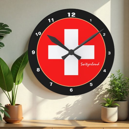 Elegant Swiss Flag & Zwitserland trendy / design Ronde Klok