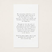 Elegant Sympathy Photo Black Gold Prayer Card Visitekaartje (Achterkant)