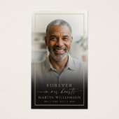 Elegant Sympathy Photo Black Gold Prayer Card Visitekaartje (Voorkant)