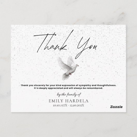 Elegant Symphaty bedankkaart - Waterverf Dove Briefkaart (Achterkant)