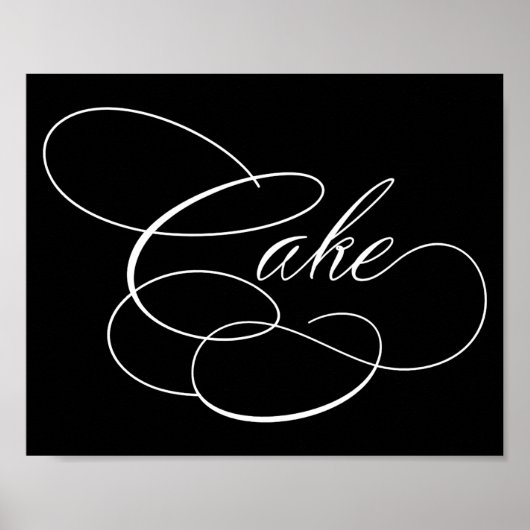 Elegant taart wit script | Horizontaal tabelteken Poster (Voorkant)