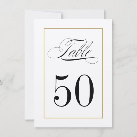 Elegant tabelnummer Kaart Solid Gold Border (Achterkant)