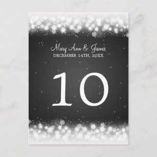 Elegant tabelnummer Magic Sparkle Black Briefkaart