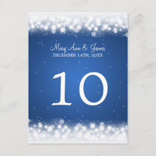 Elegant tabelnummer Magic Sparkle Blue Briefkaart