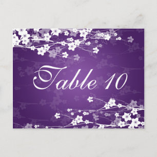 Elegant Table Number Cherry Blossom Paars Briefkaart