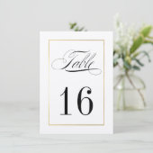 Elegant Table Number Kaart Gold Border - Melanie (Staand voorkant)