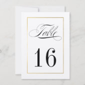Elegant Table Number Kaart Gold Border - Melanie (Achterkant)