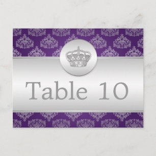 Elegant Table Number Royal Crown Paars Briefkaart