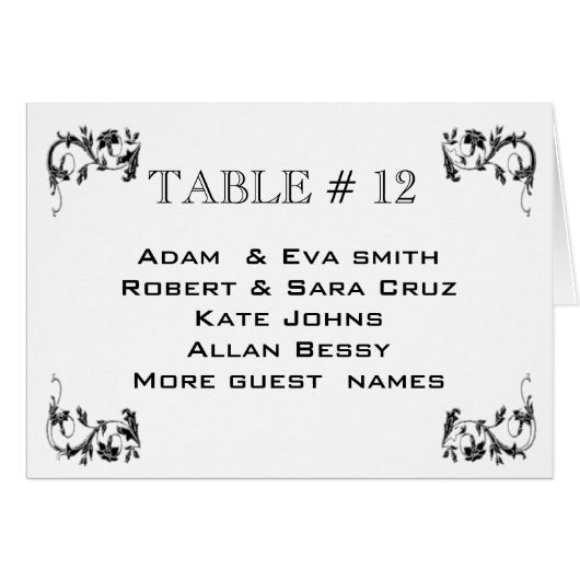 Elegant Table number sjabloon bruiloft (Voorkant Horizontaal)