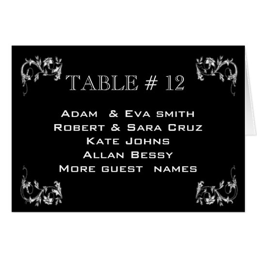 Elegant Table number sjabloon bruiloft (Voorkant Horizontaal)