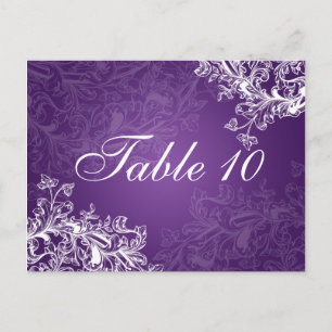 Elegant Table Number  Swirls Paars Briefkaart