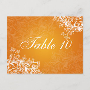 Elegant Table Number  Swirls Sinaasappel Briefkaart