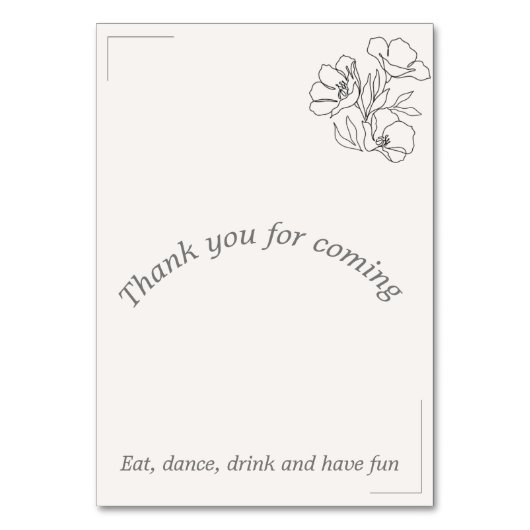 Elegant Table number with names, sitting. Kaart (Achterkant)