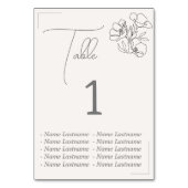 Elegant Table number with names, sitting. Kaart (Voorkant)