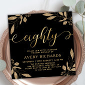 Elegant tachtig gouden script zwart 80ste verjaard kaart