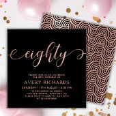 Elegant tachtig Roos gouden script 80e verjaardag Kaart