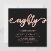 Elegant tachtig Roos gouden script 80e verjaardag Kaart (Voorkant)