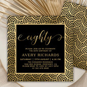 Elegant Tachtig Script Zwart en Goud 80ste Verjaar Kaart