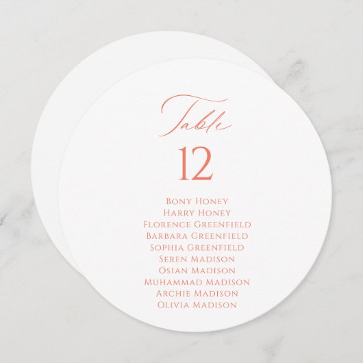 Elegant tafel nummer en gastennaam zitplaatsen Kaa Kaart (Voorkant / Achterkant)