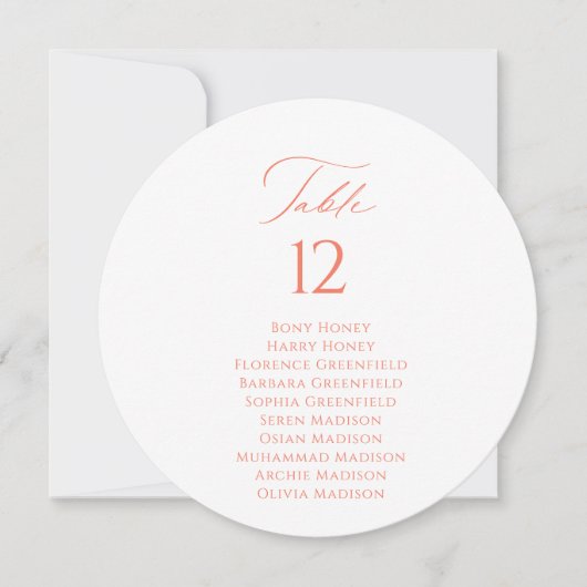 Elegant tafel nummer en gastennaam zitplaatsen Kaa Kaart (Voorkant)