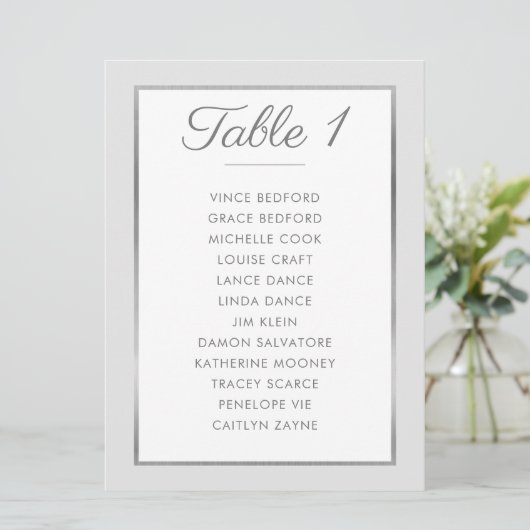 ELEGANT TAFEL NUMMER Zitkaart zilver grijs Kaart (Staand voorkant)