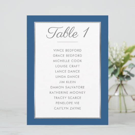 ELEGANT TAFEL NUMMER Zittafel Grafiek blauw grijs Kaart (Staand voorkant)