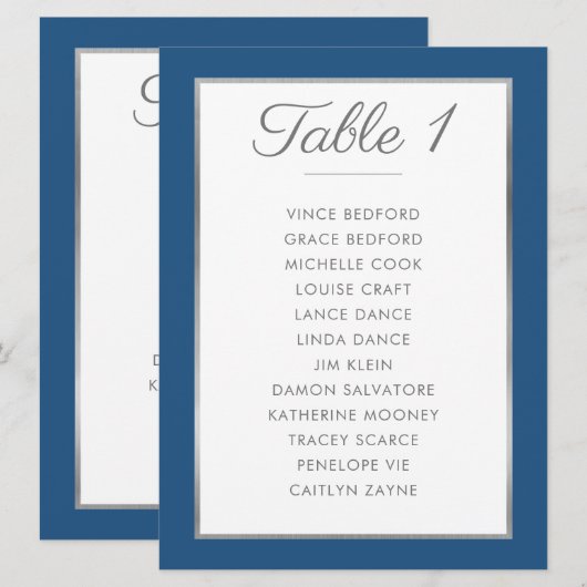 ELEGANT TAFEL NUMMER Zittafel Grafiek blauw grijs Kaart (Voorkant / Achterkant)