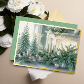 Elegant Tafeldecor Mint Groen Evergreen Folie Feestdagenkaart