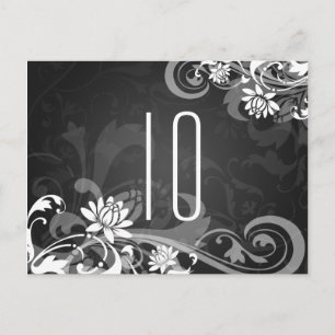Elegant Tafelnummer Bloemen Wervelingen Zwart