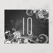Elegant Tafelnummer Bloemen Wervelingen Zwart (Voorkant)
