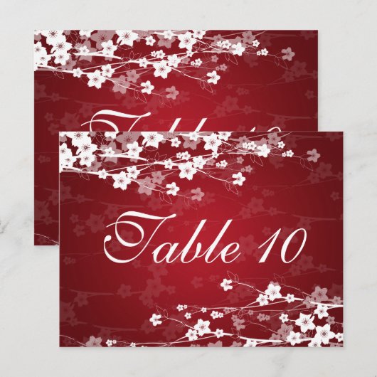 Elegant tafelnummer Cherry Blossom Red (Voorkant / Achterkant)