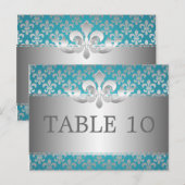 Elegant tafelnummer Fleur de Lis Blue (Voorkant / Achterkant)