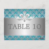 Elegant tafelnummer Fleur de Lis Blue (Achterkant)