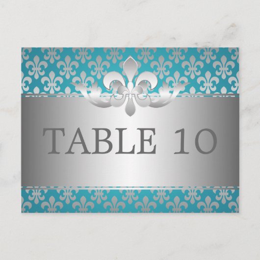 Elegant tafelnummer Fleur de Lis Blue (Voorkant)